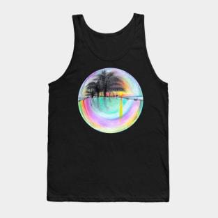 Sunset Reflection Through Rainbow Bubble Tank Top